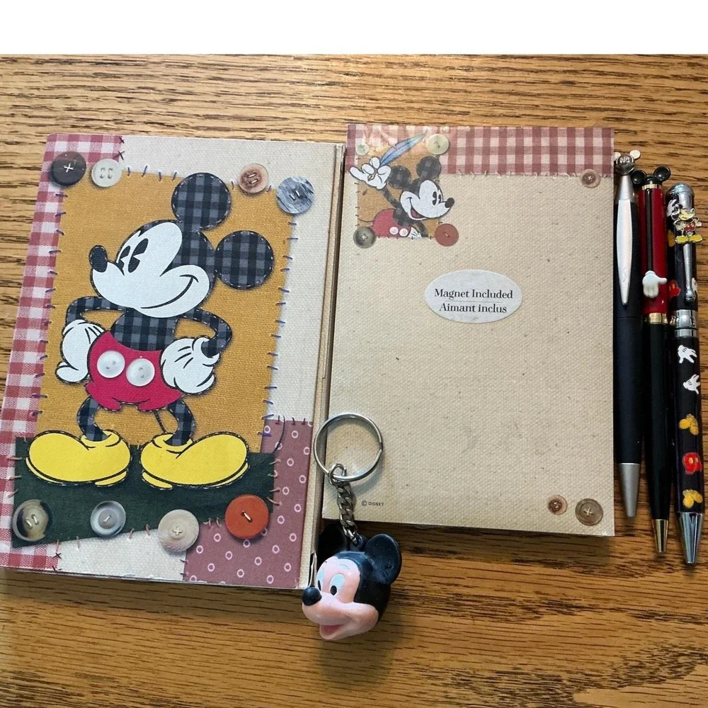 Vintage Hallmark Mickey & Co Stationery Set Note Memo Pad 3 Pens Keychain